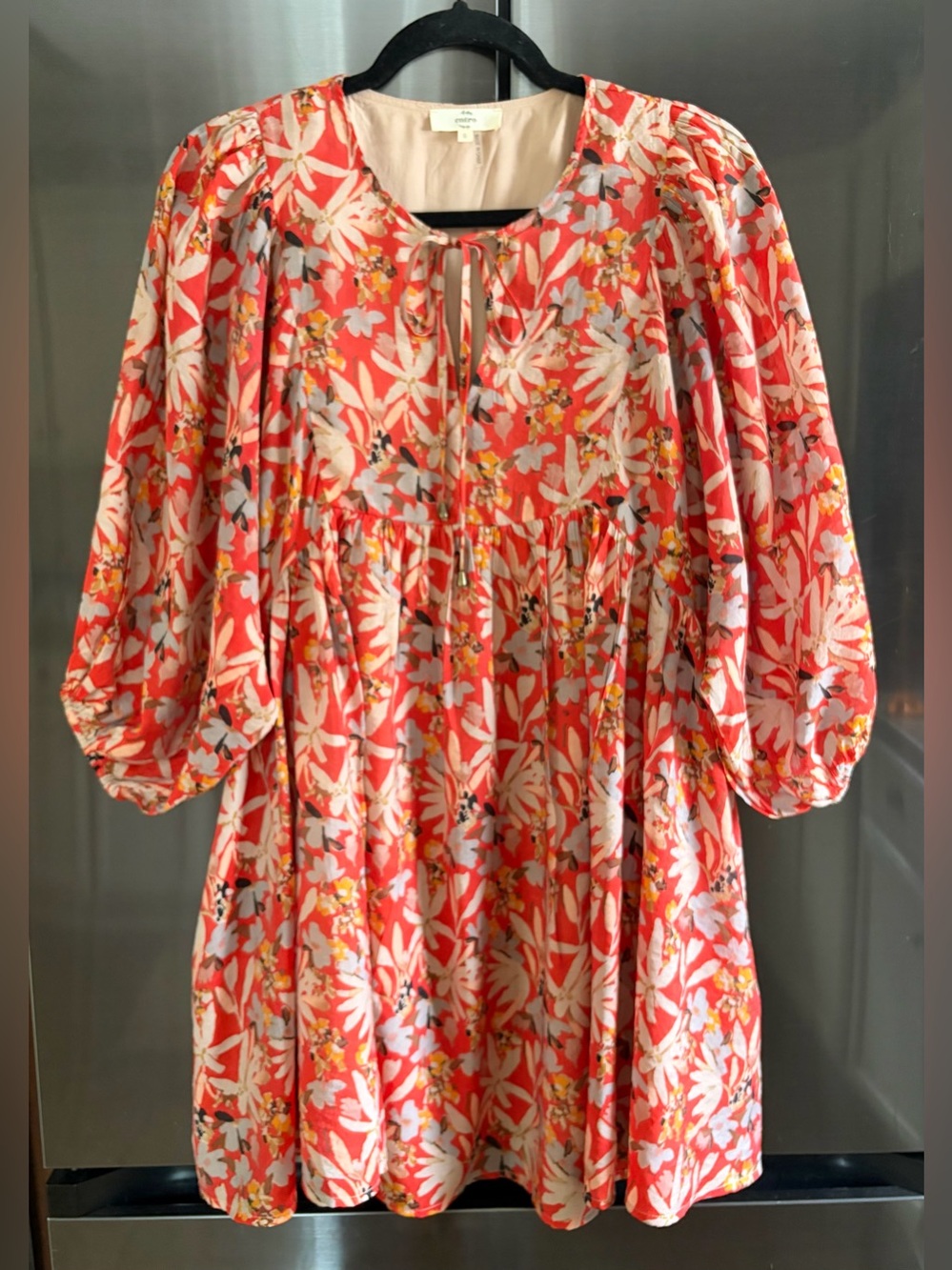 Entro Floral Babydoll Balloon Sleeve Empire Waist Boho Mini Dress EUC Sz S
